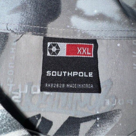 Southpole Mens S/S Shirt Adult 2XL Grey Graphic Graffiti Print Button Down - Picture 8 of 10